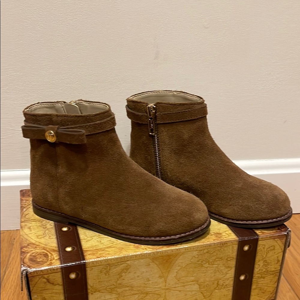 Brown Suede Kids Ankle Boots